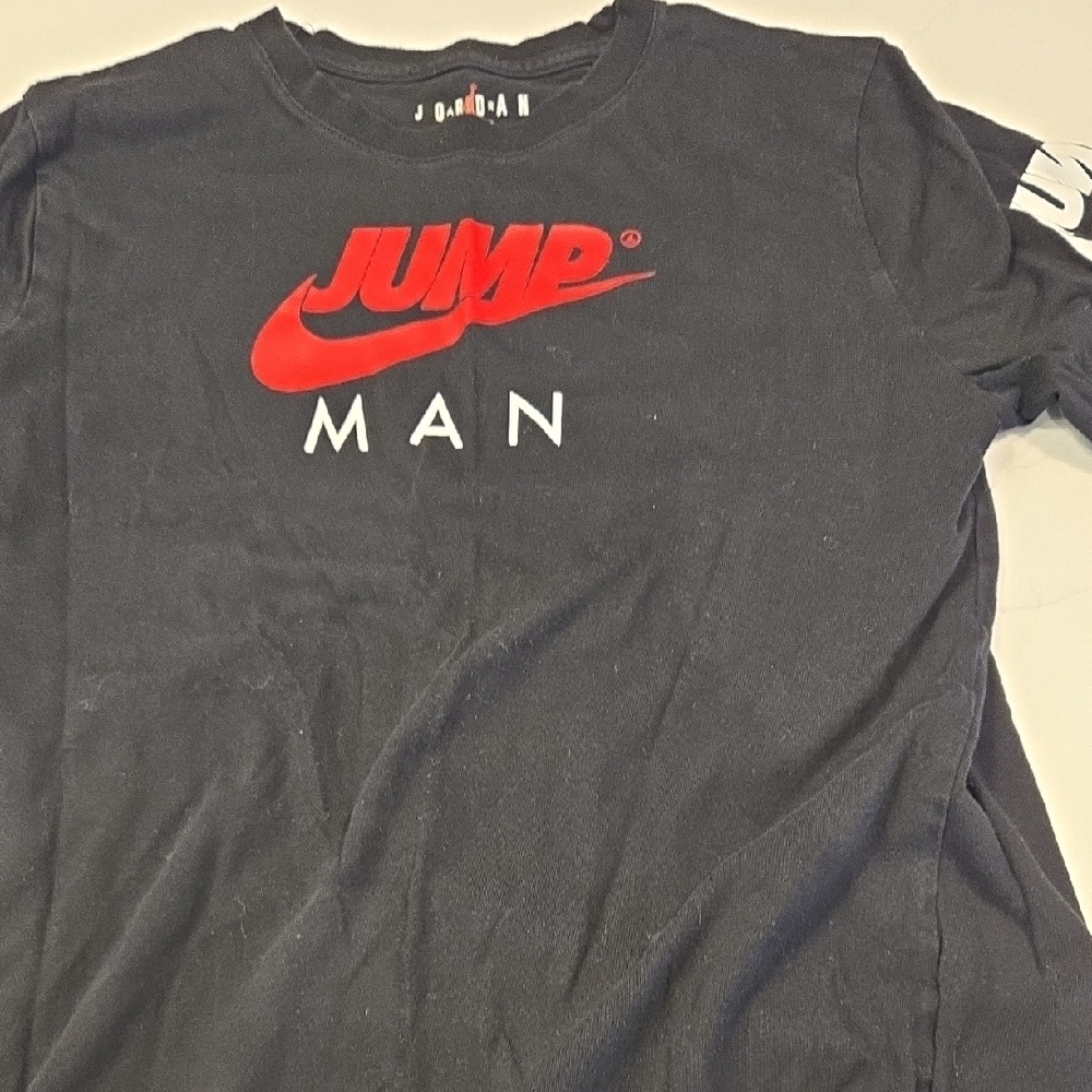 Jordan Black Long Sleeve Tee with Red and White Logo